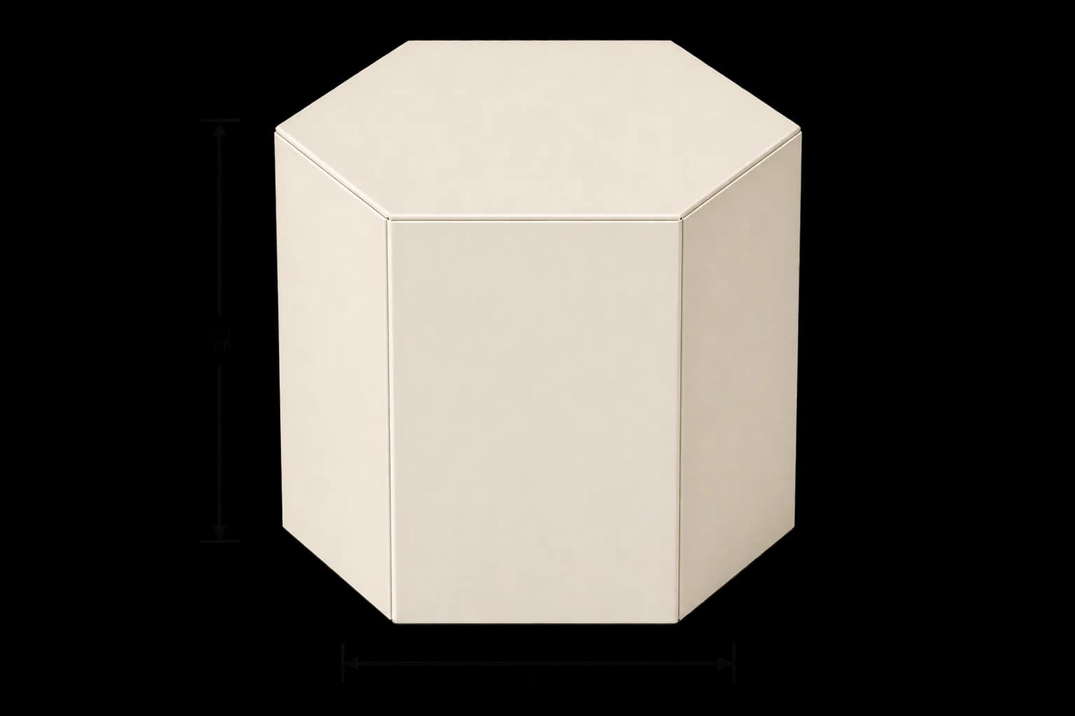 Custom Hexagon Boxes - Dimensioned 3/4 View