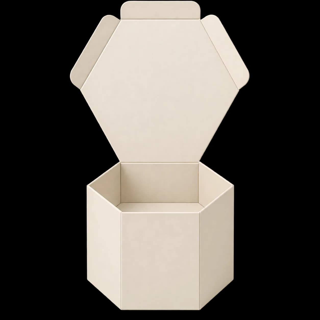 Custom Hexagon Boxes - Assembled 3/4 View