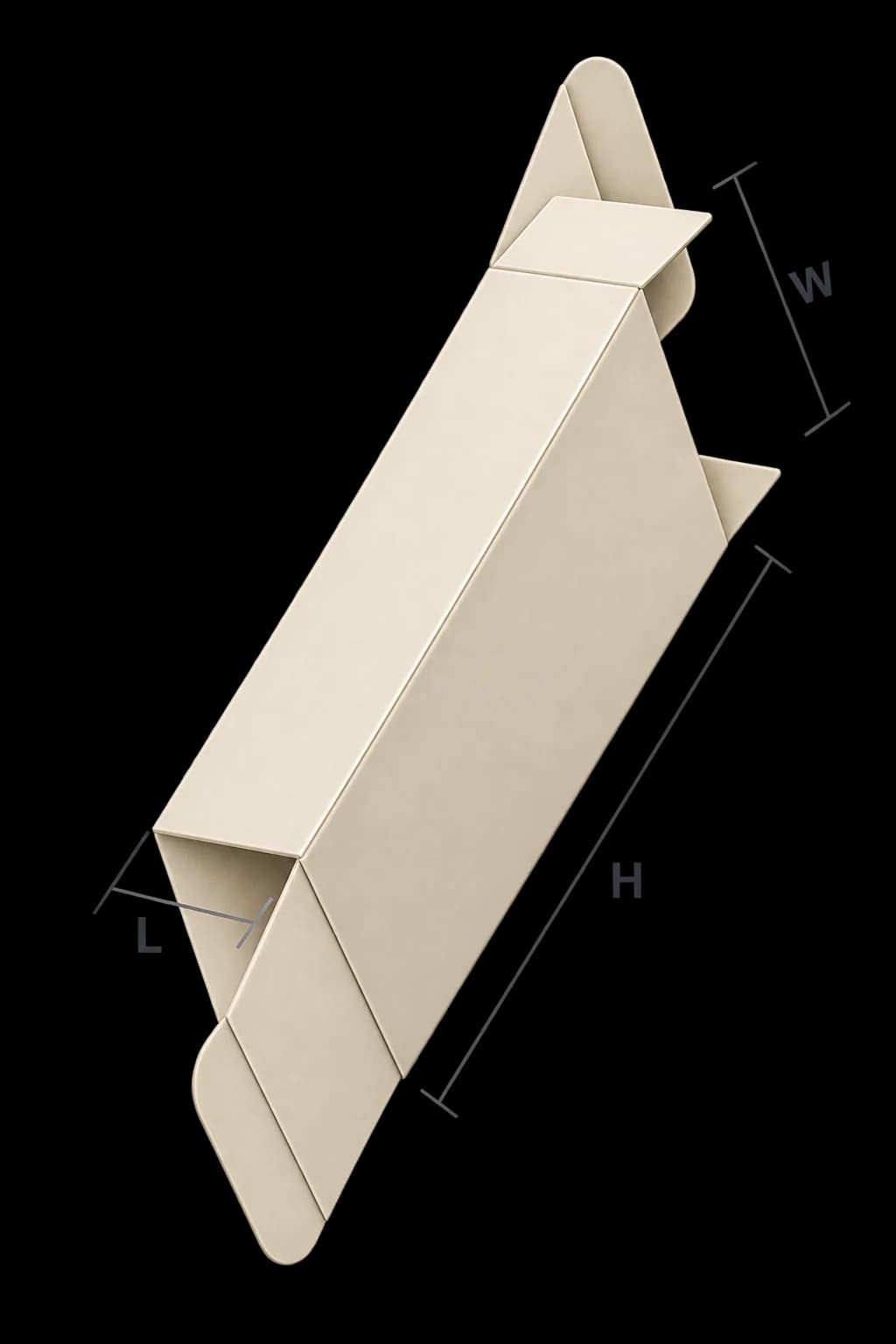 Custom Reverse Tuck End Boxes - Dimensioned 3/4 View