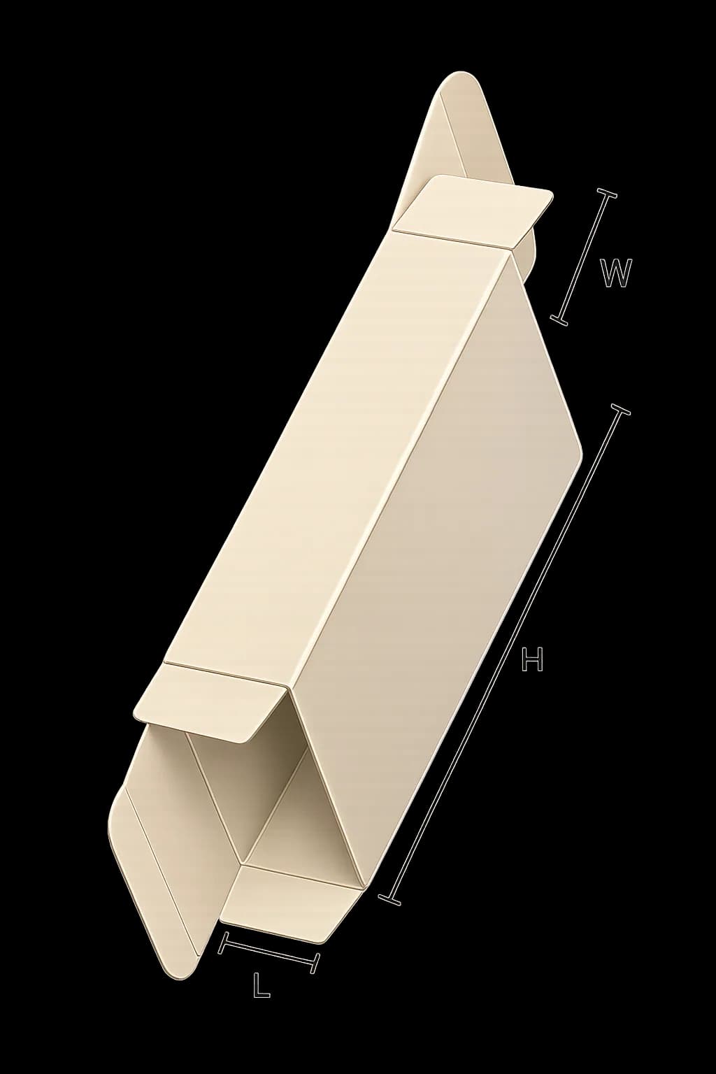Custom Straight Tuck End Boxes - Dimensioned 3/4 View