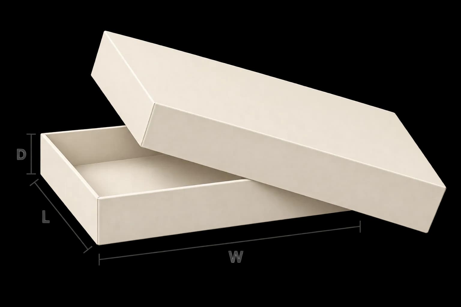 Custom Two Piece Boxes - Dimensioned 3/4 View